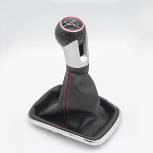 For 1999-2004 Mk4 etta Gear Shift Knob 5 Speed PU Leather R32 For Bora Black - Picture 1 of 12