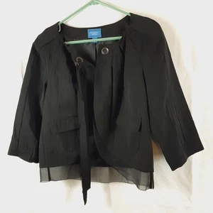 Simply Vera Vera Wang Womens XS Extra Small Black Sheer Open Front Top Blouse - Picture 1 of 15