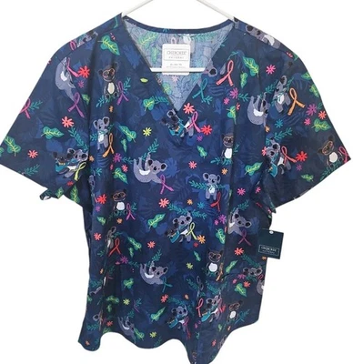 Koala's Care All Awareness Scrub Top -Cherokee Print Top Women's Size XL- New - Image 1 of 4