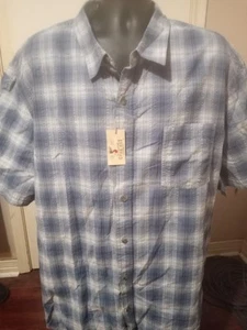 Redhead NWT Blue Plaid seersucker button down shirt men’s 4XL Short Sleeve - Picture 1 of 12