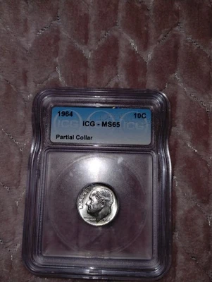 1964 P 10 ICG MS65 Partial Collar Clash Roosevelt Dime - Image 1 of 4