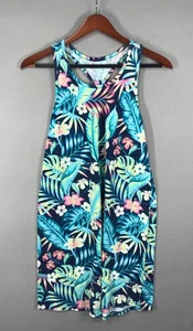 SO Vestito Bambina XL 14-16 Blu Verde Floreale Pullover Racerback Mini Senza Maniche - Foto 1 di 10