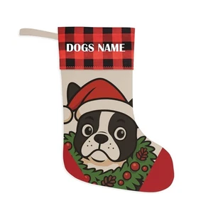 Personalized Christmas Stocking, Boston Terrier Holiday Decor, Dog Lover Gift, - Picture 1 of 5