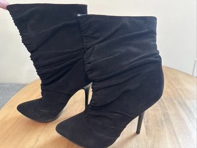 Jessica Simpson Black Suede Slouched Stiletto Boot Size 8 - Image 1 of 4