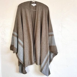 Velvet by Graham & Spencer Harper Open Front Poncho Tan and Gray XS - Picture 1 of 7