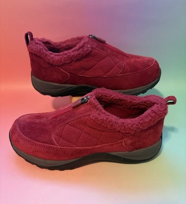 BOTAS TOBILLERAS L.L Bean para mujer talla 6 BORGOÑA/ROJO gamuza acolchadas Primaloft planas Foto 1 de 4