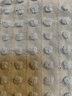 Vintage Blue Pops Lurex   Morgan Jones Chenille  Bedspread FABRIC~ 17 X 21 - Image 1 of 2