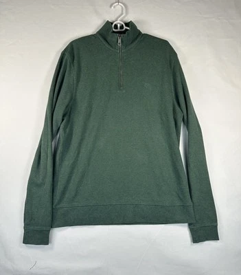 Suéter Burberry Brit Para Hombres XL Verde 1/4 Cremallera Algodón Manga Larga Polo Pullover Foto 1 de 4