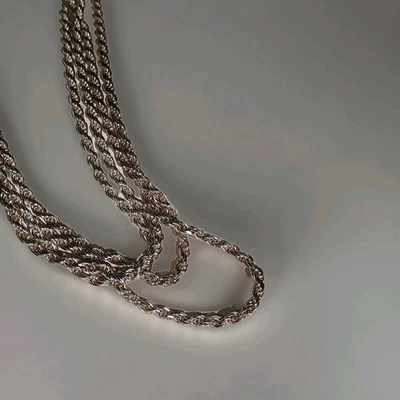 Cadena cuerda plata brillante muy larga 925 Milor, hecha en Italia, 60 pulgadas 29,06 gm Foto 1 de 4