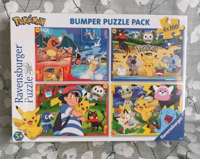 NEW Pokémon Ravensburger Bumper Puzzle Pack 4x100 Pieces Jigsaw Age 5+ SEALED! - Image 1 of 4