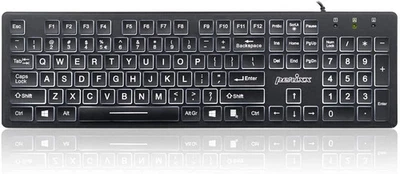 Perixx PERIBOARD-317 Wired Backlit USB Keyboard, Big Print Letter with White Ill - Image 1 of 4