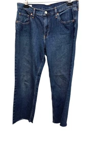 Gap 90s Loose Mid Rise Blue Denim Jeans Size 29 /8R Raw Hem Distressed - Picture 1 of 8