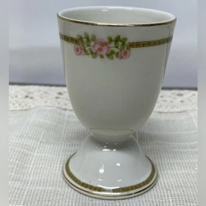 Theodore Haviland Limoges France Egg Cup Pink Rose Garland Gold Trim vintage - Picture 1 of 6