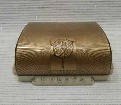 Jugendstil Uhrenetui BULOVA New York Box Schatulle Gold Beige Roter Samt • 160€