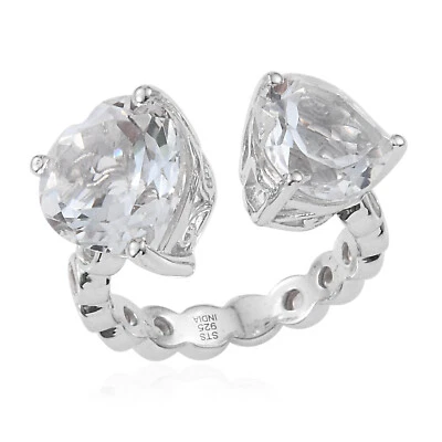 White Topaz Heart Ring in Platinum Over Sterling Silver Sz 7 - 4.23 ctw  - Image 1 of 4