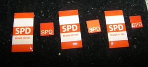 SPD-6 PINS- 3 x 1,5 x 3 cm und 3 x 1 x 1 cm-6 ältere SPD Pins-zeitlos-Top-SPD-!! - Bild 1 von 6