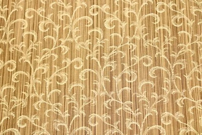 Upholstery Remnant: Gold,Tan & Light brown Stria Background with a Gold Swirl - Image 1 of 3