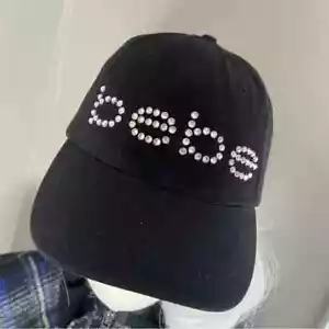 Bebe Rhinestone Bling Baseball Hat Cap One Size Adjustable - Picture 1 of 8