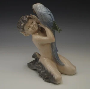 PORCELLANA REALE DI COPENHAGEN #752 FAUNO CON PAPPAGALLO 7,5" CHR. THOMSEN RITIRATO - Foto 1 di 12