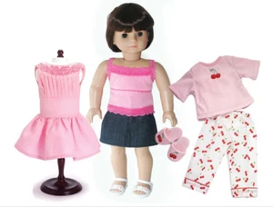 Paquete de ropa de muñeca de 18"" de regalo vestido rosa, falda y PJ se ajustan a muñecas chicas americanas de 18 - Imagen 1 de 5