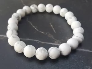 Matt mattiertes weißes Howlith Armband therapeutischer Edelstein, 6 mm 8 mm 10 mm - Bild 1 von 4