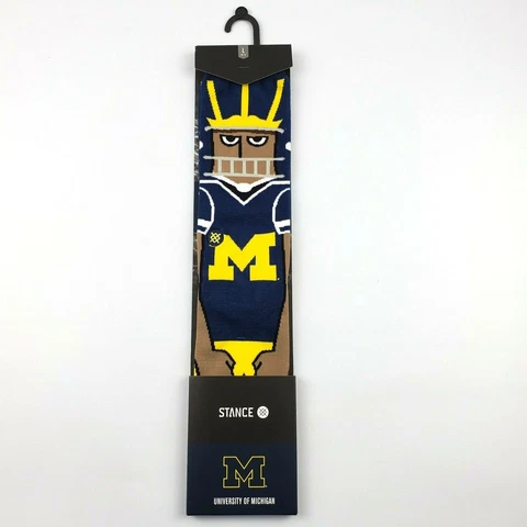 Michigan Wolverines Stance Football Player Mascot Crew Socks Size Large 9-12 Cover