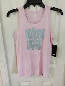 Adidas Love Girls Pink Sleeveless Cotton Tank Top Shirt Large NWT - Picture 1 of 4