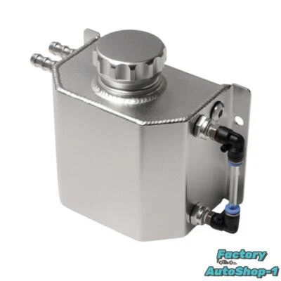 1L Car Silver Aluminium Square Coolant Tank Overflow Reservoir Cooling Radiator - Image 1 of 4
