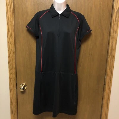 EP PRO size M TOUR TECH Short Sleeve GOLF Tennis Dress 1/4 ZIP BLACK/RED Z22 - Image 1 of 4