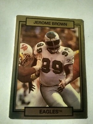 1990 JEROME BROWN ACTION PACKED NFL CARD #202 PHILADELPHIA EAGLES MIAMI 'CANES - Image 1 of 2