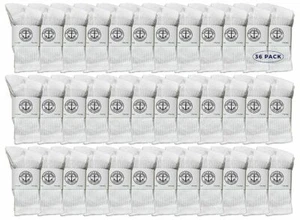 36 PK of Yacht & Smith Wholesale Kids Crew Socks, 4-6 (White) - Boys Crew Sock - Picture 1 of 2