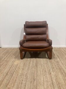 Tessa T4 single armchair matching footstool Fred Lowen restored Italian leather