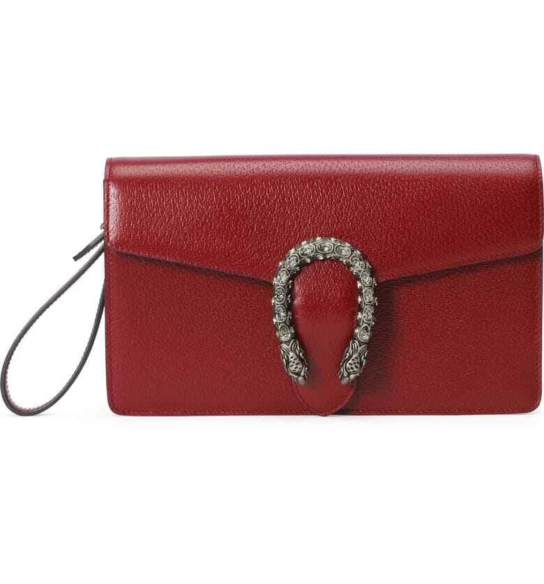 GUCCI Dionysus Red Small Handbag Leather Bag Italy wristlet