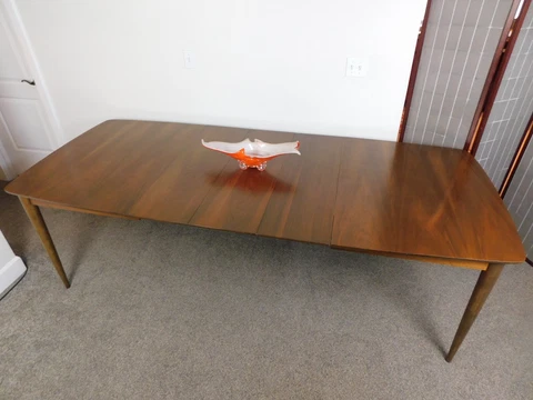 Classic Mid Century Modern Floating Walnut Dining Table 5ft-8ft 3 Leaves! Cover