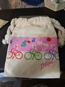 Mexican IXTAPA Drawstring Wet Bag. Beach Biking Tan With Beach Bikers - Picture 1 of 11