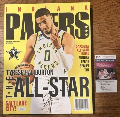 TYRESE HALIBURTON SIGNED 11x14 CANVAS COVER INDIANA PACERS JSA ALL STAR - Image 1 of 4