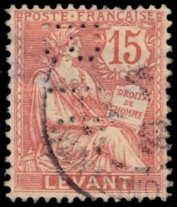 FRENCH OFFICES in CAVALLE 11a - The Rights of Man "BIC Perfin" (pb99132) - Picture 1 of 1