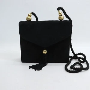 Mary Kay Velvet Crossbody Handbag Women S Black Purse Gold Tone Beads Tassel Bag - Picture 1 of 16