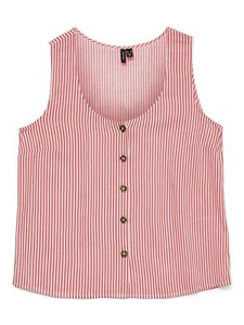 VERO MODA Blusa sin mangas con cuello en U y estampado a rayas. - Imagen 1 de 15