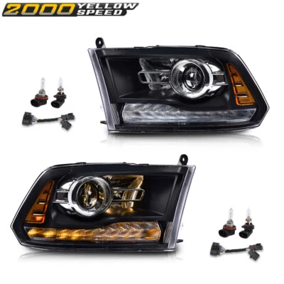 Black LED Headlights Headlamps Pair Fit For 2009-2018 Dodge Ram 1500 2500 3500  Foto 1 de 4