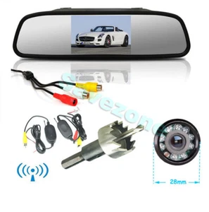Wireless Reversing Backup Camera 9LED+ 4.3" LCD Mirror Monitor Car Rear View Kit - Picture 1 of 11