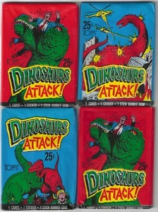 1988 Topps Dinosaurs Attack ! WAX 4 PACKS fresh from box - Picture 1 of 2