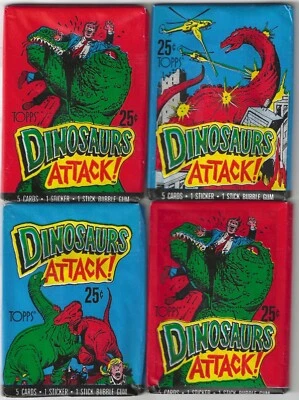 1988 Topps Dinosaurs Attack ! WAX 4 PACKS fresh from box - Image 1 of 2