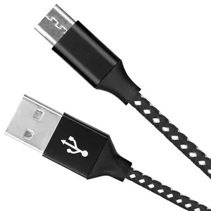 Micro Nylon USB Kabel auf USB A 2.0 - 1m Highspeed Lade Datenkabel schwarz - Bild 1 von 4
