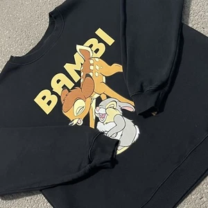 Bambi Sweatshirt Erwachsene OS Schwarz Grafikdruck Langarm Disney Pullover - Bild 1 von 14