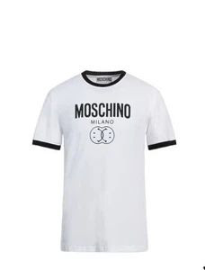 NWT MOSCHINO Couture White Stretch Cotton Double Smiley T-shirt IT 46 (US S) - Picture 1 of 8
