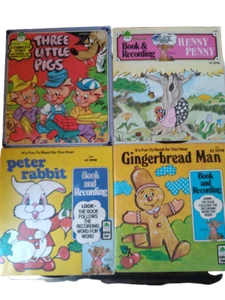 Vintage Menge 4 1981 Peter Pan Buch & 45 Schallplattensets - DREI KLEINE SCHWEINE + - Bild 1 von 9