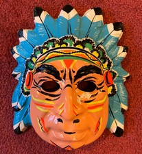 Vintage Indian Chief Halloween Mask Collegeville Ben Cooper - Native American