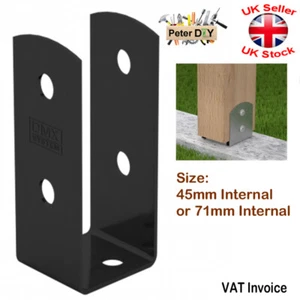 Soportes de base de poste de cerca decorativos negros 45/71 mm - Imagen 1 de 3