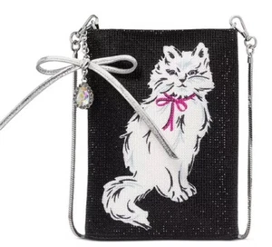 Kate Spade Whiskers White Cat Crystal NS North South Crossbody Bag Purse Bow NWT - Picture 1 of 4